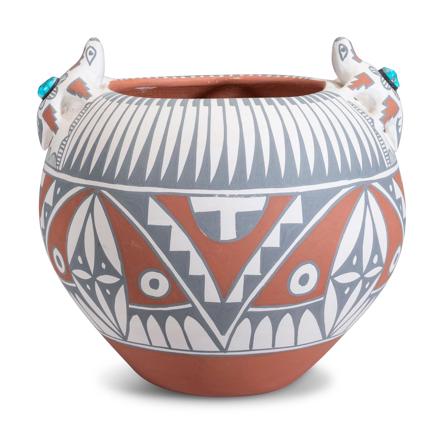 Pottery Jar, with Turtles and Turquoise