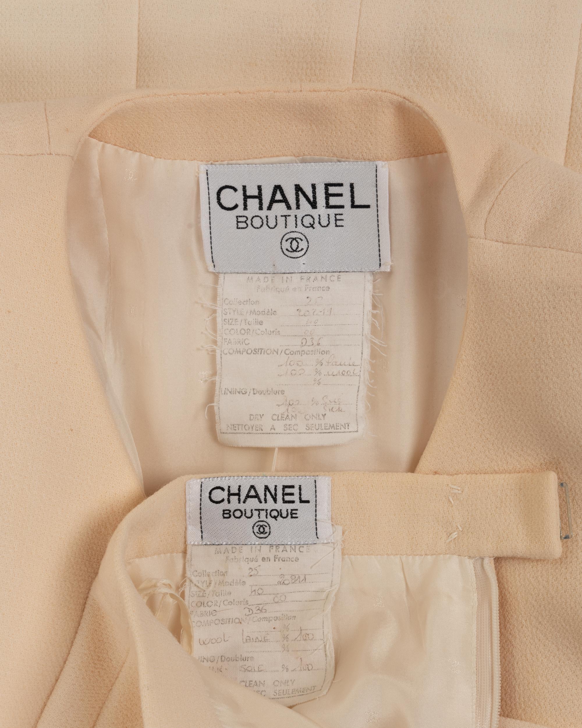 Two Chanel Cream Skirt Suits, 1990s