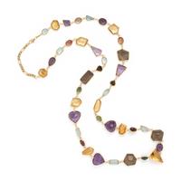 Multigem and Yellow Gold Necklace