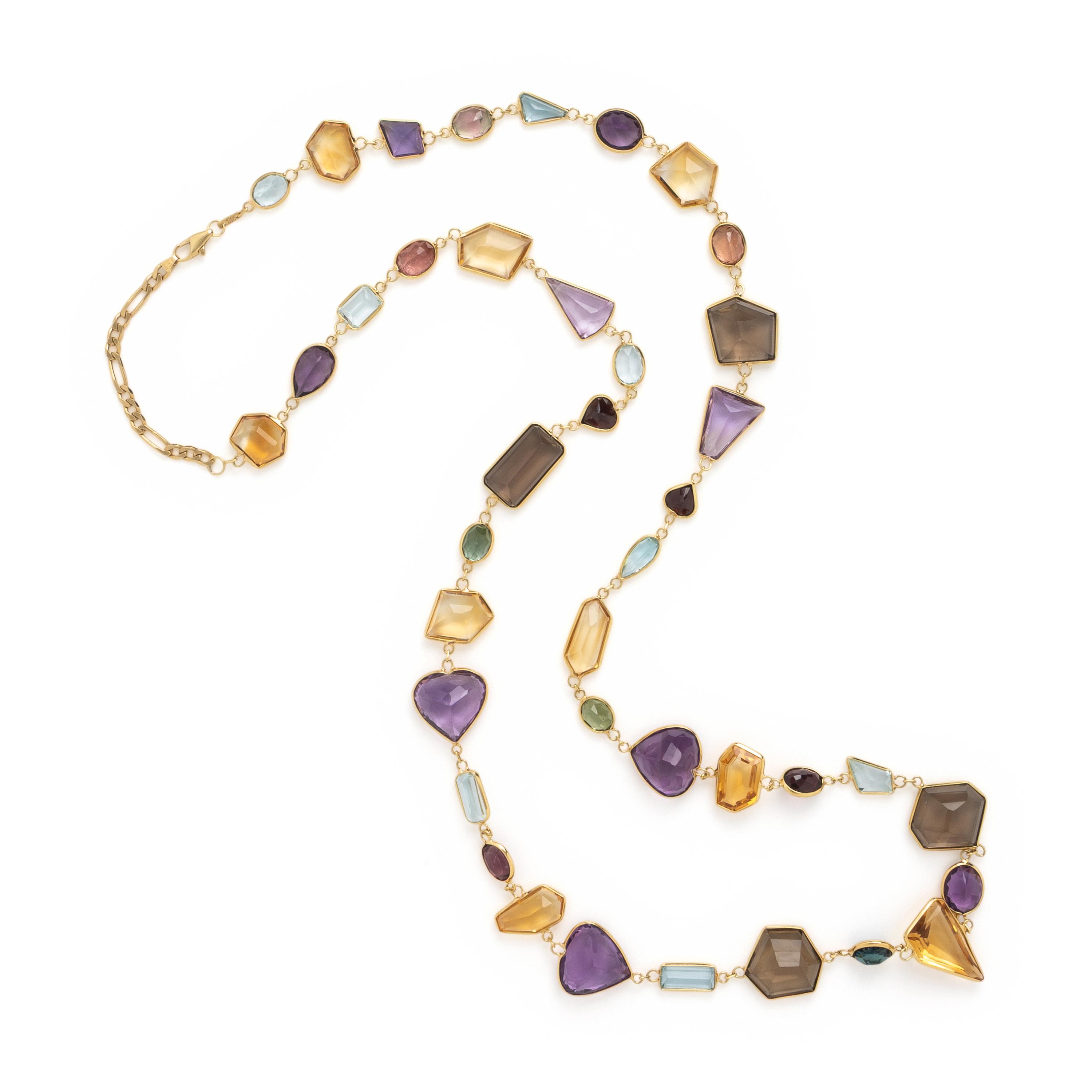 Multigem and Yellow Gold Necklace