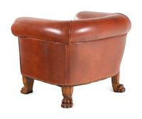 A Leather-Upholstered Mahogany Three-Piece Seating Suite