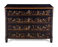 A Louis XV Style Chinoiserie Decorated Commode