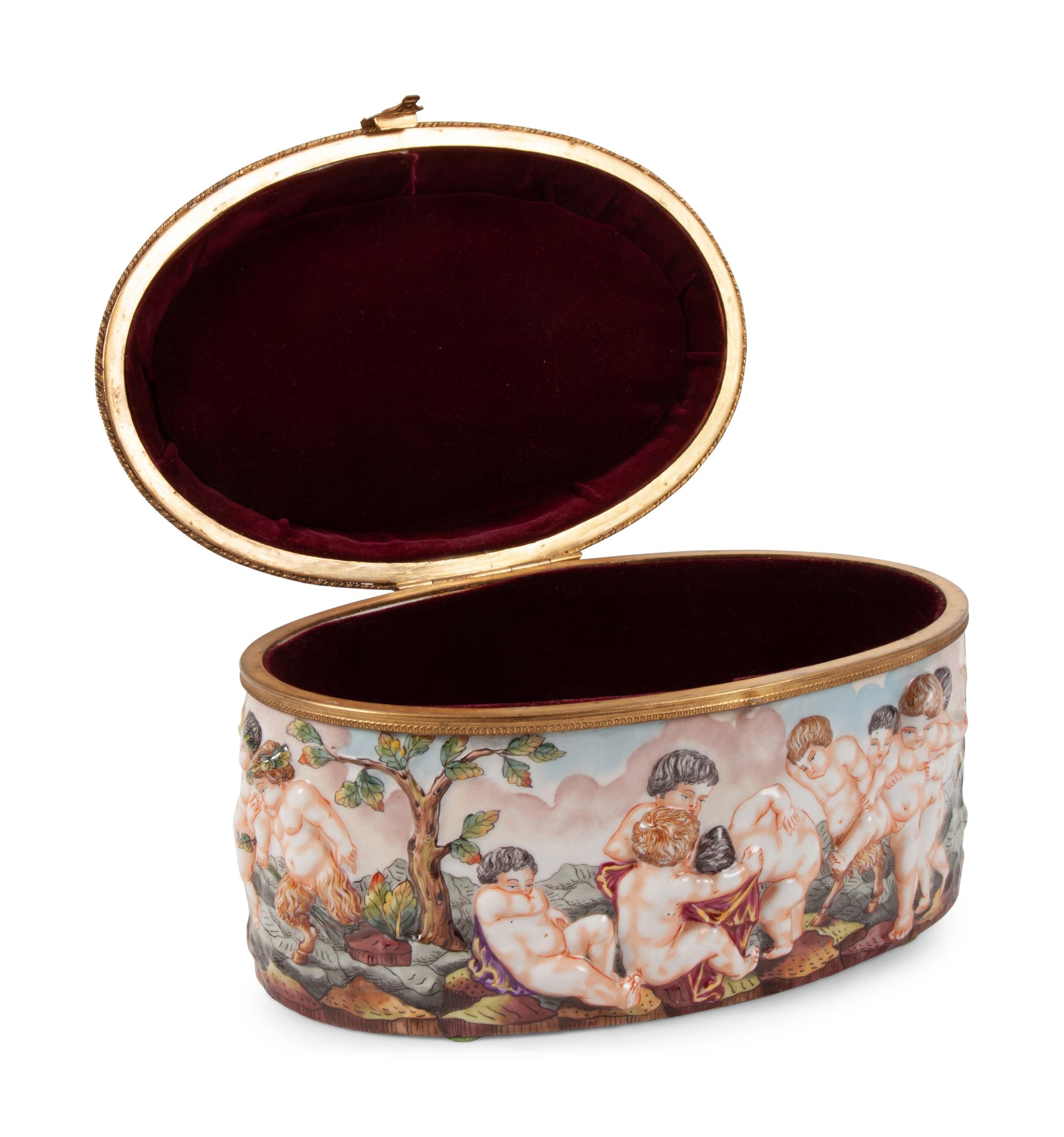 A Group of Capodimonte Porcelain Objects Including a Soup Tureen, Undertray and Hinged Box