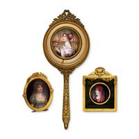 Three Continental Enamel Portrait Plaques