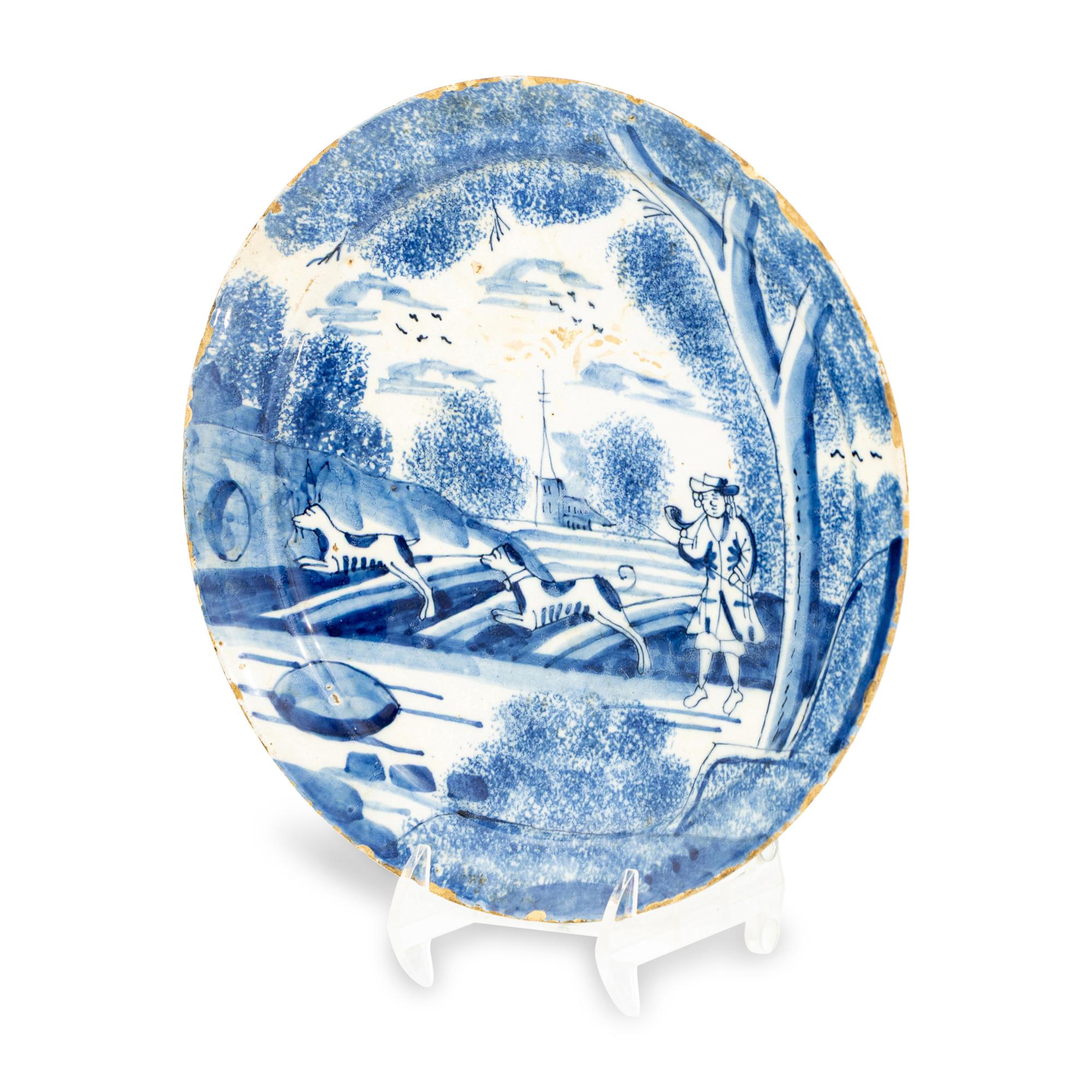 A Dutch Delft Hunt-Scene Dish