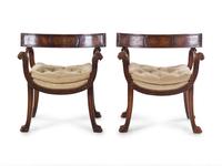A Pair of Curule Form Open Armchairs