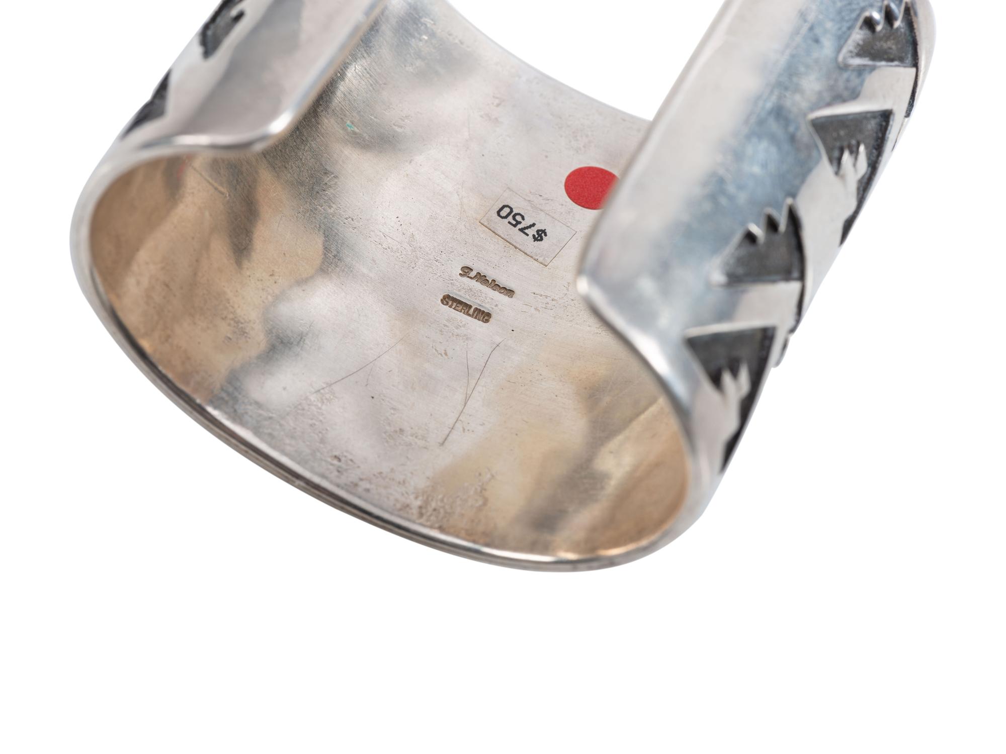 Navajo Cast Silver Cuff Bracelets, with Geometric Designs