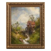 Hermann Herzog (American/German, 1832-1932) — By Old Mill Stream