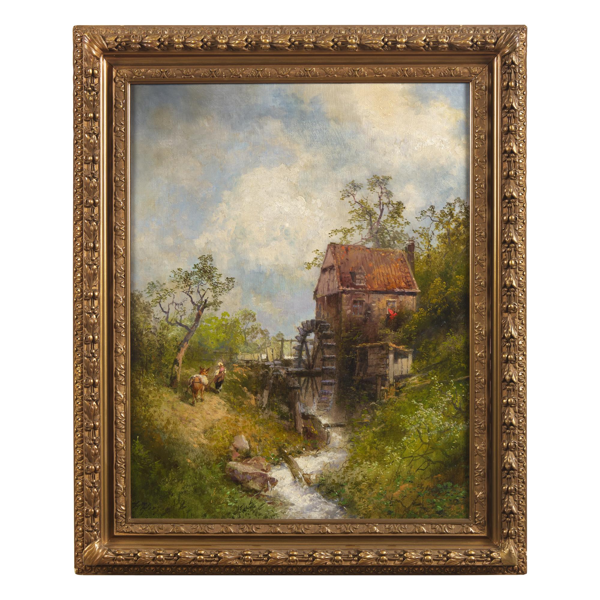 Hermann Herzog (American/German, 1832-1932) — By Old Mill Stream