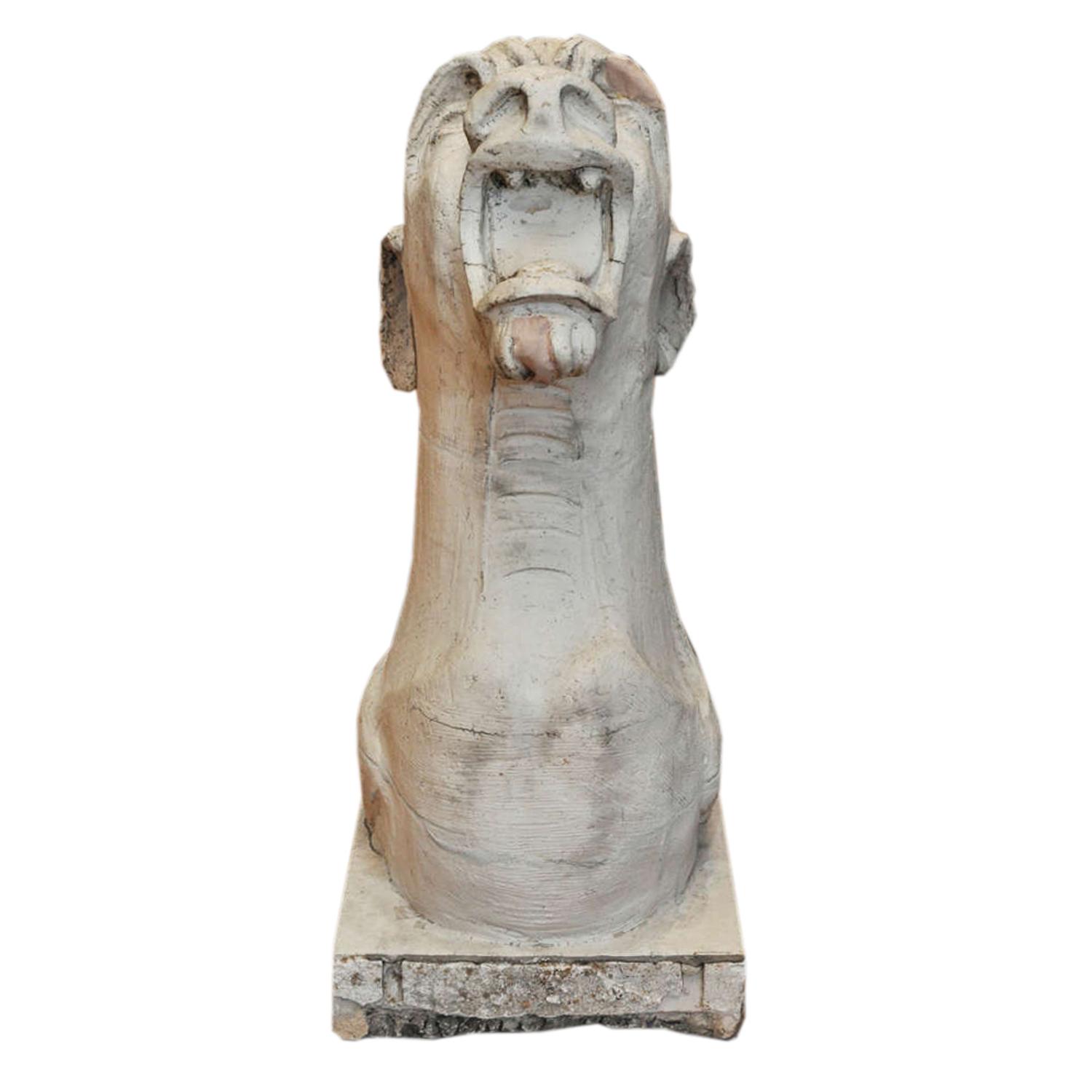 A Set of Two American Terra Cotta Gargoyles 18" W x 17" D x 40" H and 17" W x 13.5" D x 22.5" H — United States, Circa 1920
