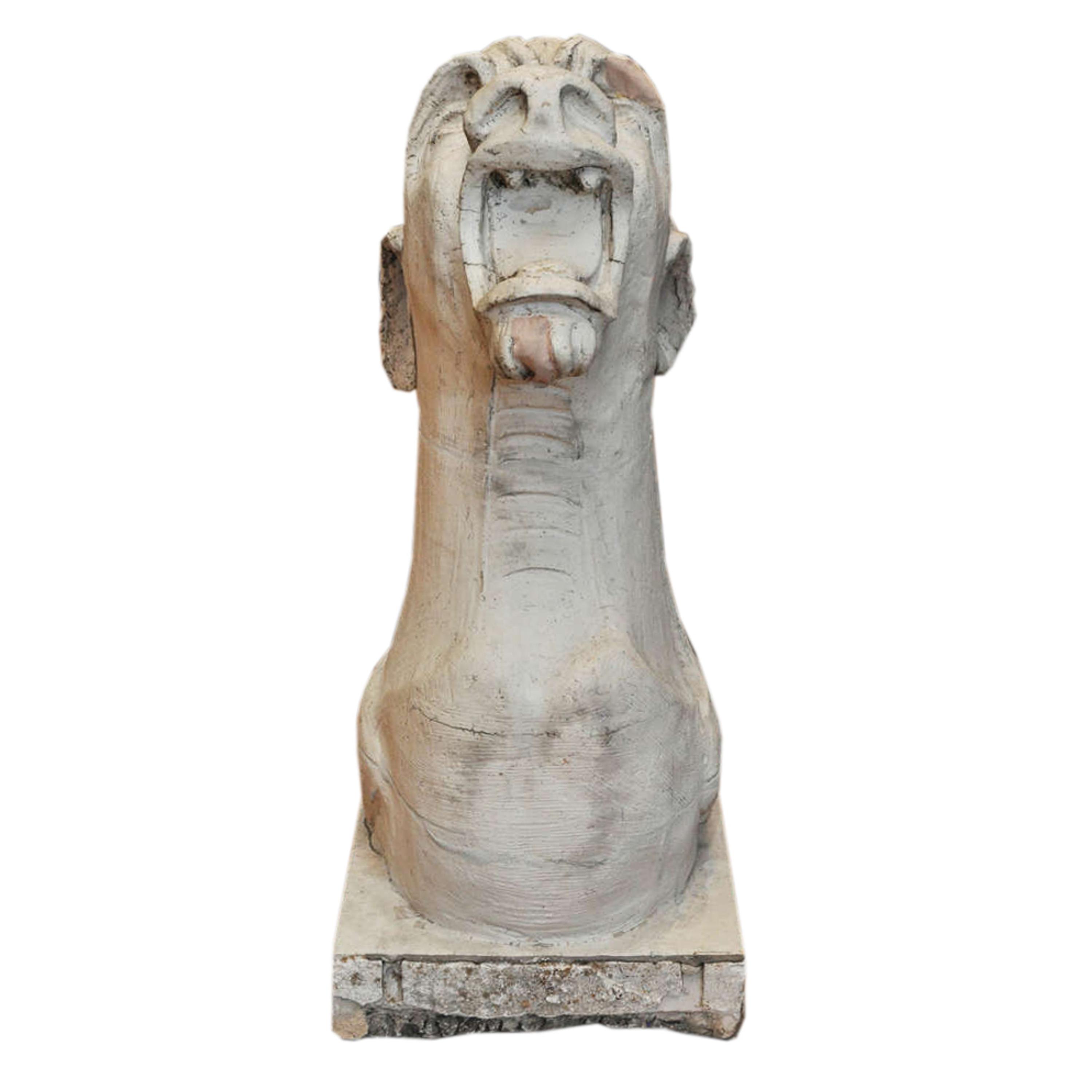 A Set of Two American Terra Cotta Gargoyles 18" W x 17" D x 40" H and 17" W x 13.5" D x 22.5" H — United States, Circa 1920