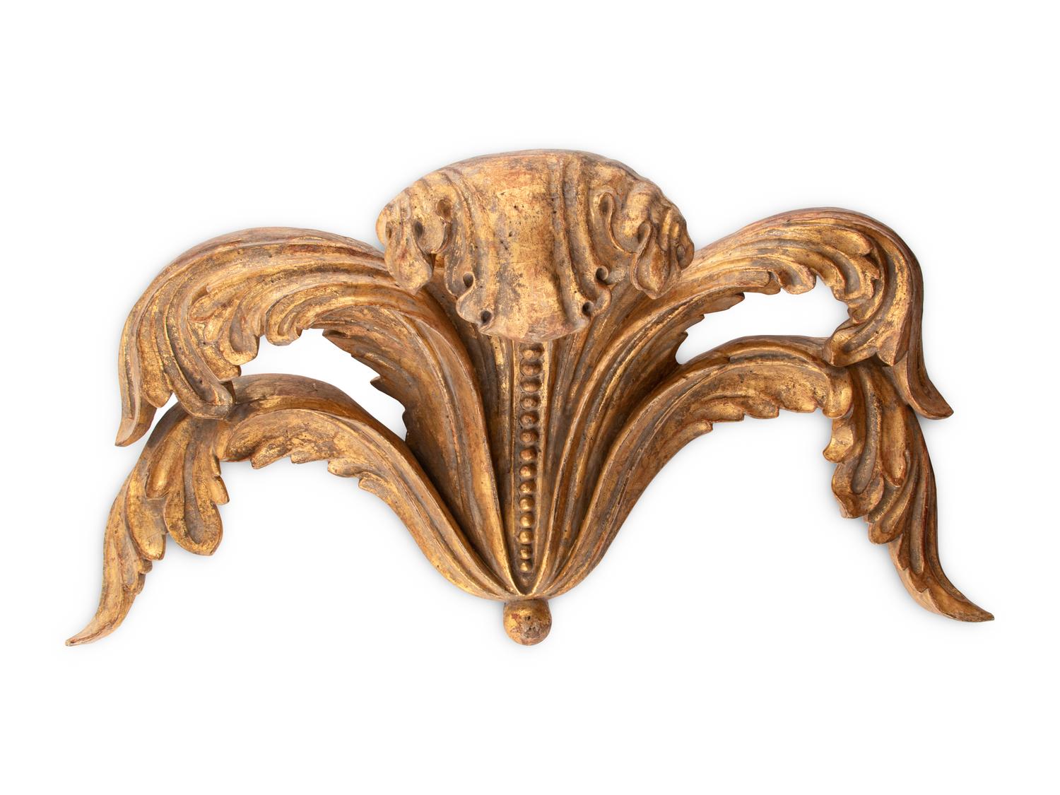 A Pair of Giltwood Plume Appliqués
