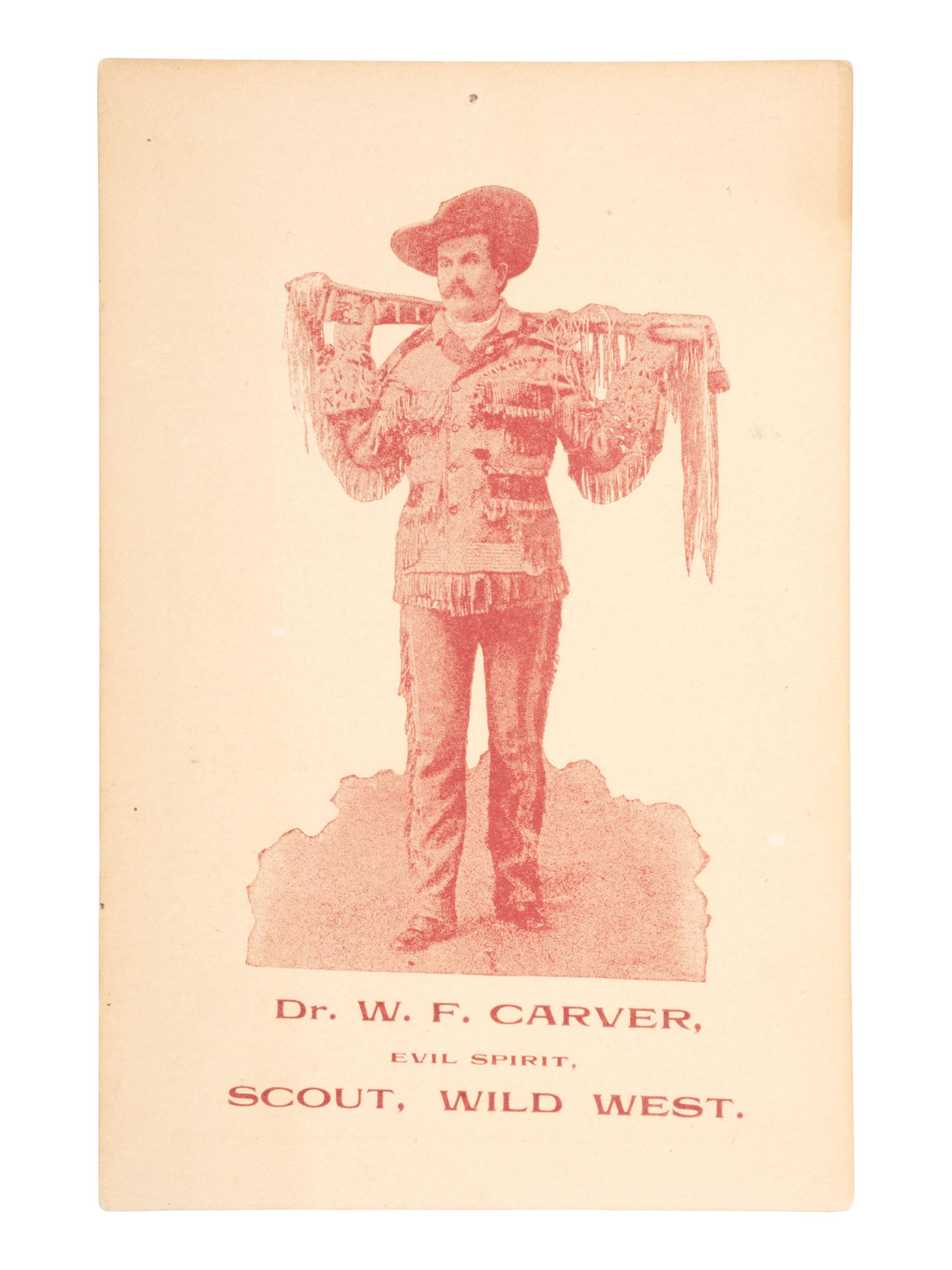 [WILD WEST SHOWS]. Dr. W.F. Carver, Evil Spirit, Scout, Wild West . Melbourne, Australia: Melbourne Daily Telegraph, ca 1891.