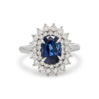 UNHEATED KASHMIR SAPPHIRE AND DIAMOND RING