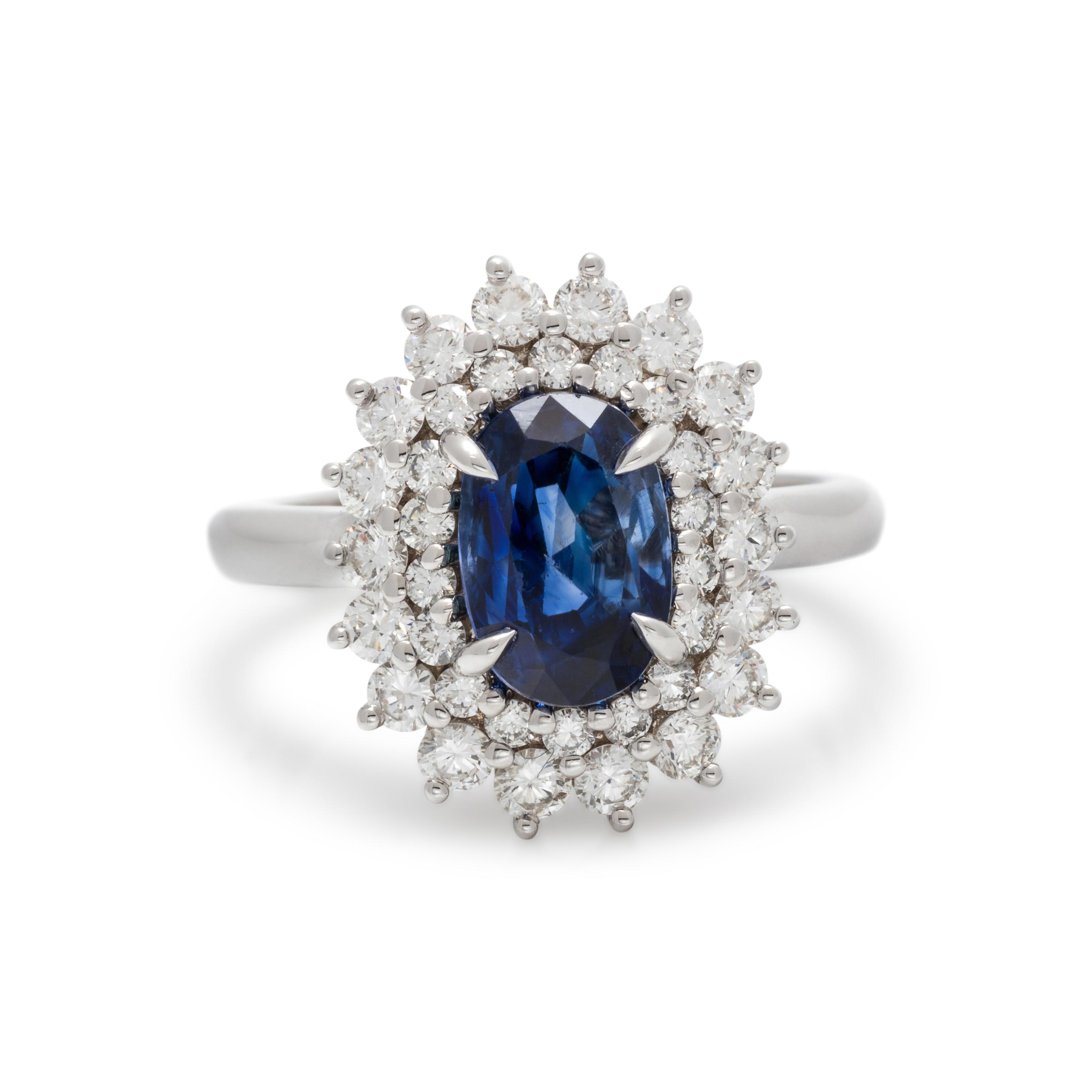 UNHEATED KASHMIR SAPPHIRE AND DIAMOND RING