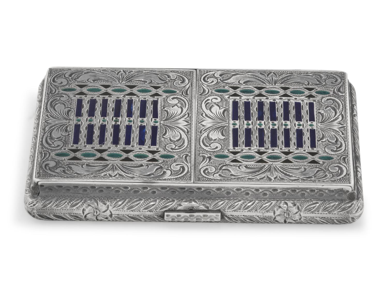 An Austrian Plique-a-Jour Enamel and Silver Cigarette Case
