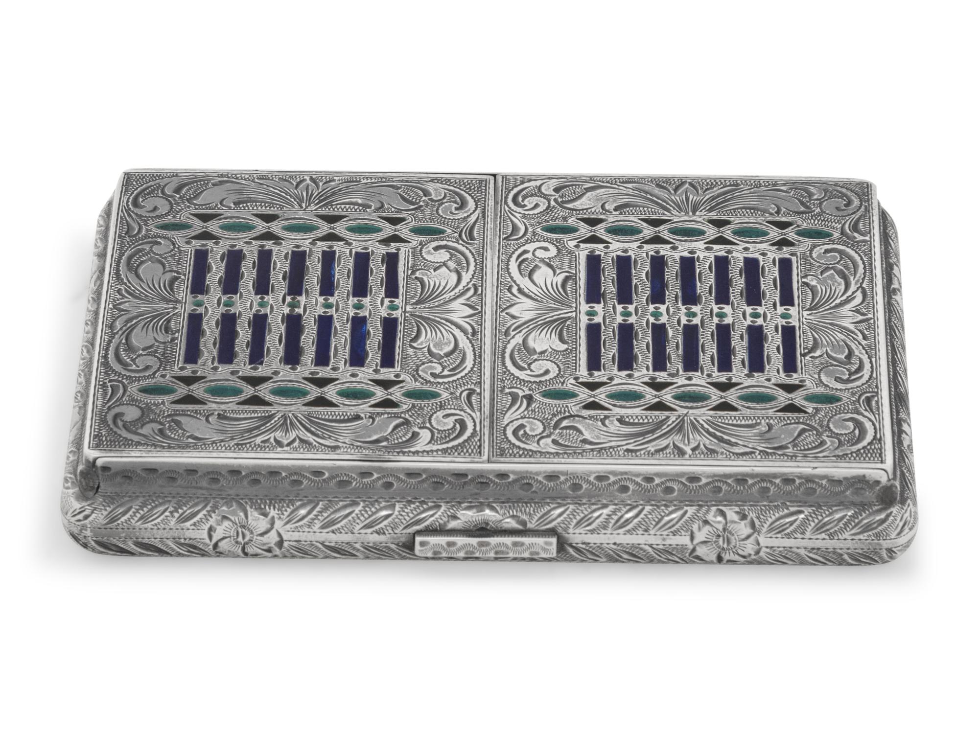 An Austrian Plique-a-Jour Enamel and Silver Cigarette Case
