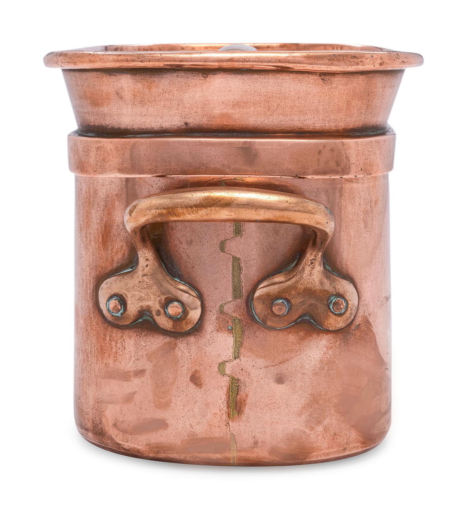 A French Copper Daubière with Brass Handles