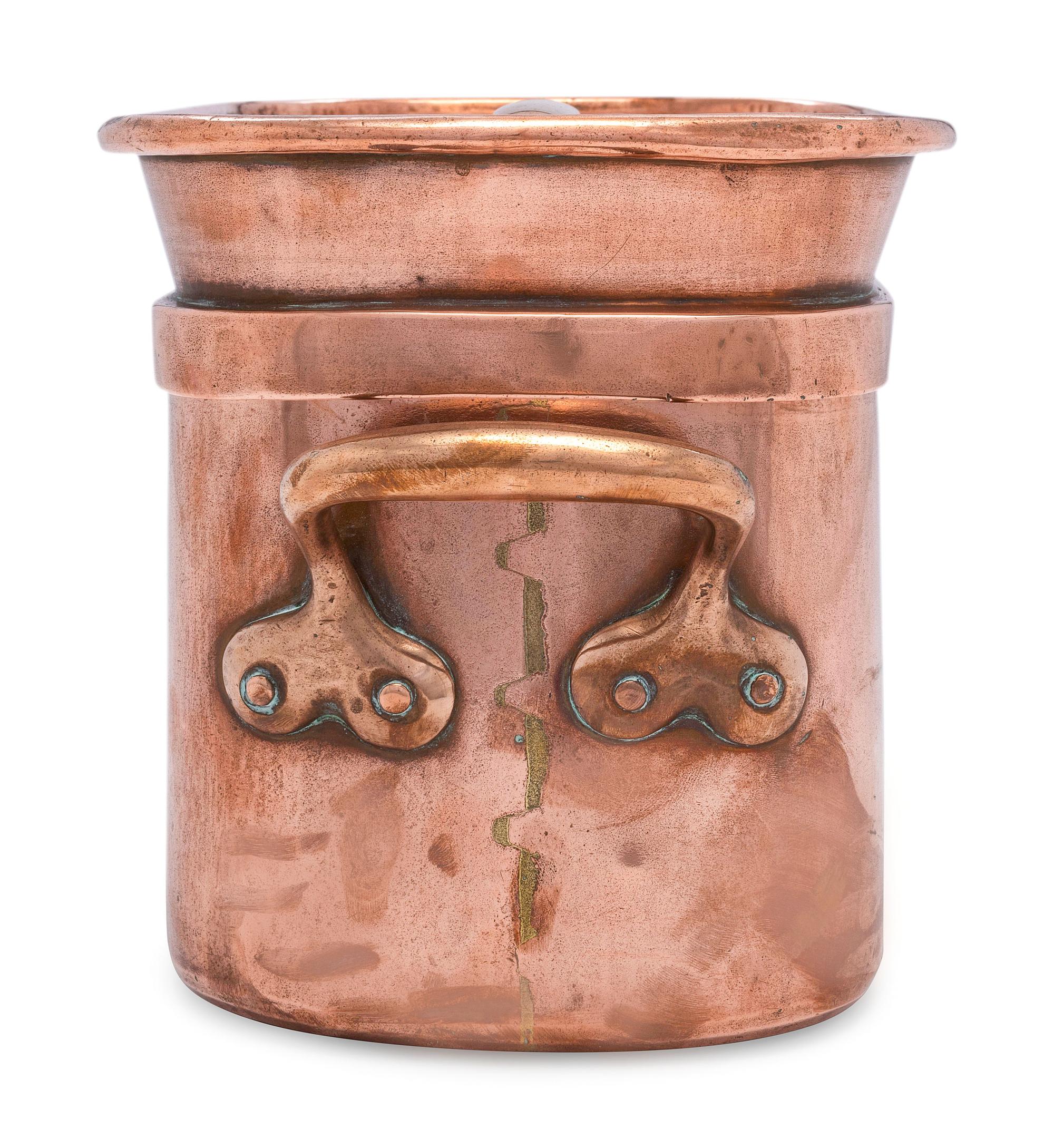 A French Copper Daubière with Brass Handles