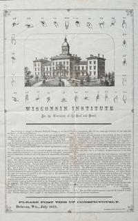 [EDUCATION]. Wisconsin Institute for the Charities of the Deaf and Dumb. Delavan, WI: Northron Print, July 1859.