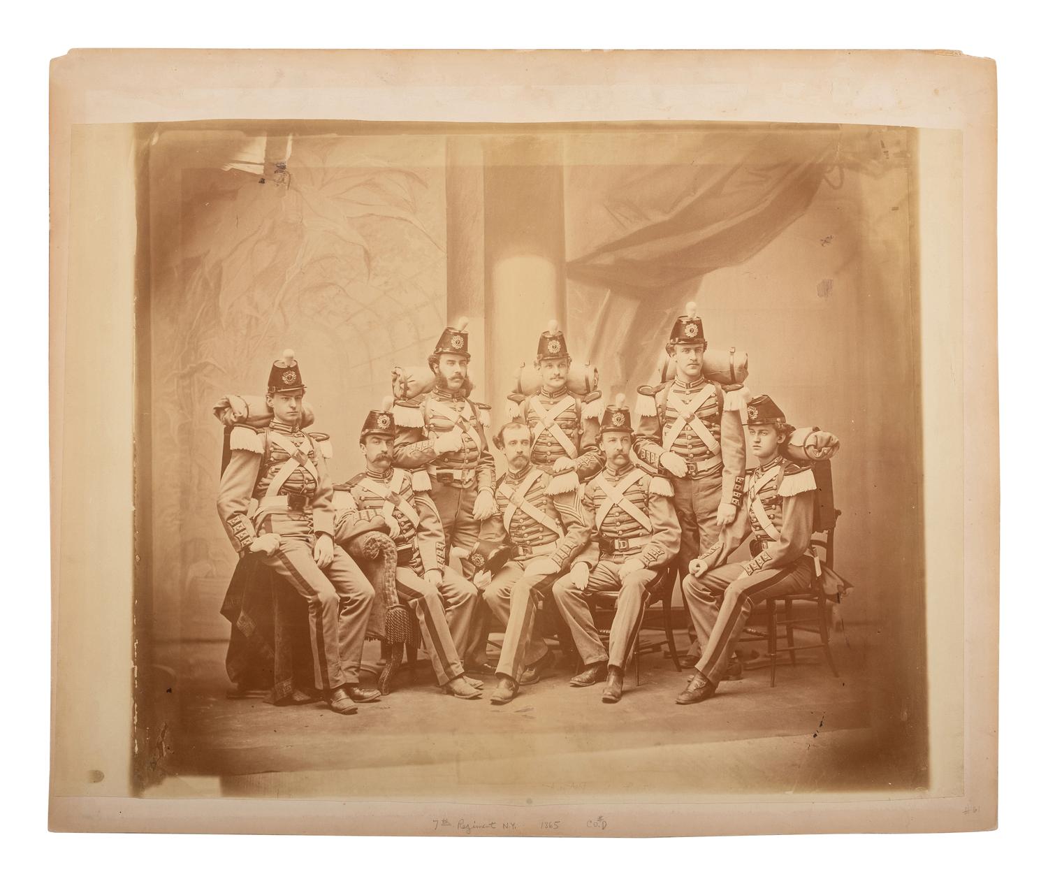 [CIVIL WAR]. Albumen photograph of Company D, 7th New York Militia Regiment. Ca late 1865-1872.