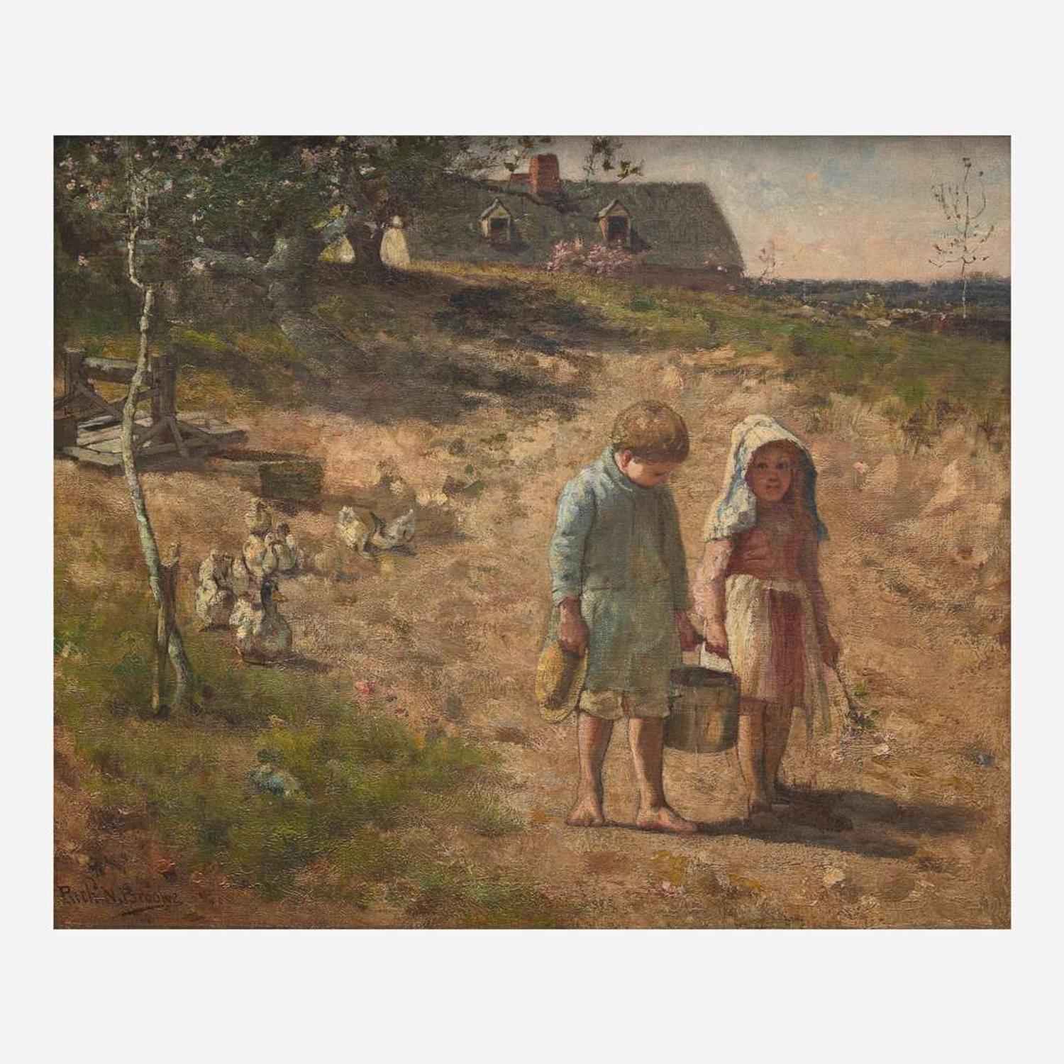 Richard Norris Brooke (American, 1847-1920) Children and Ducks