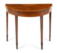 A George III Burl Walnut and Satinwood Marquetry Flip-Top Table