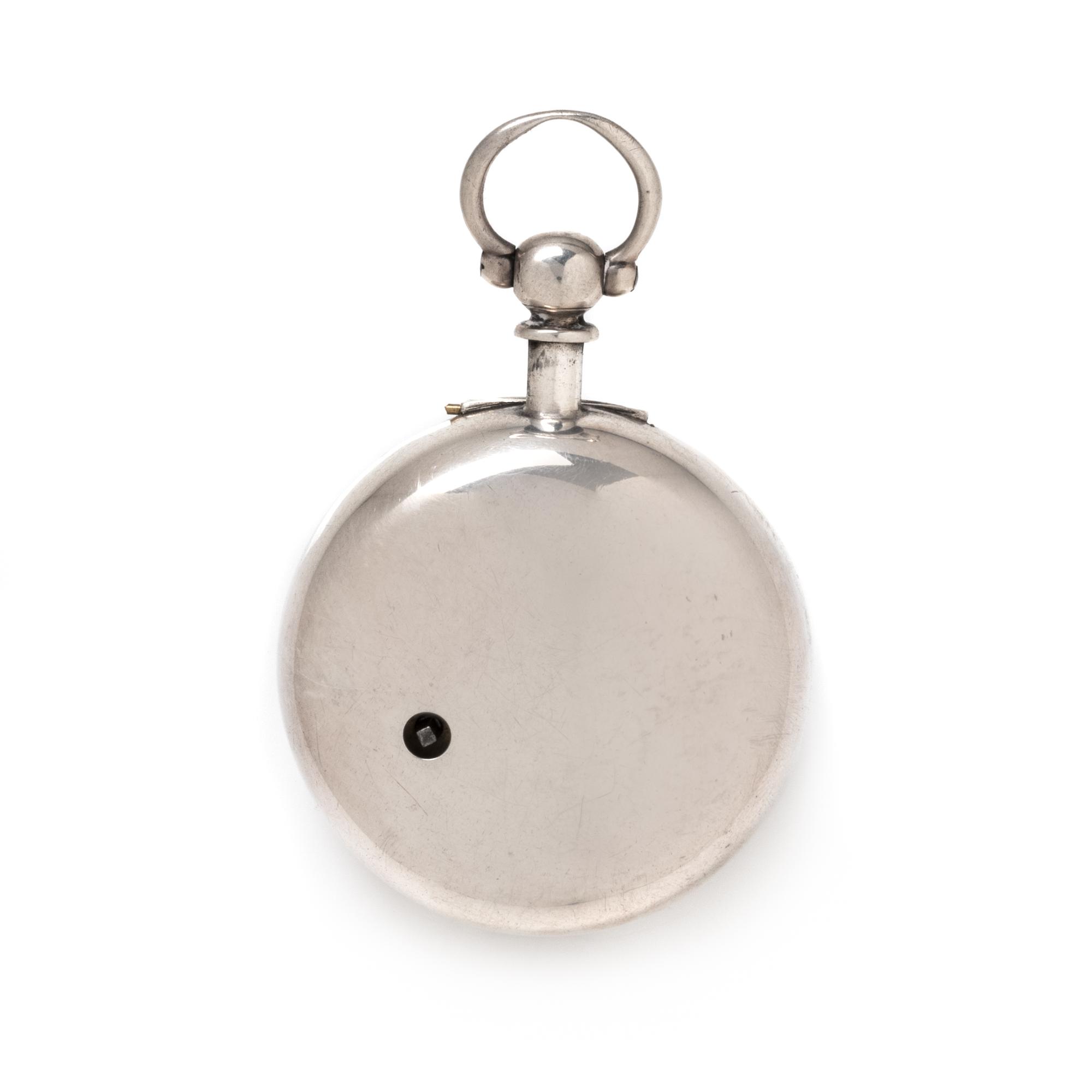 STERLING SILVER OPEN FACE POCKET WATCH