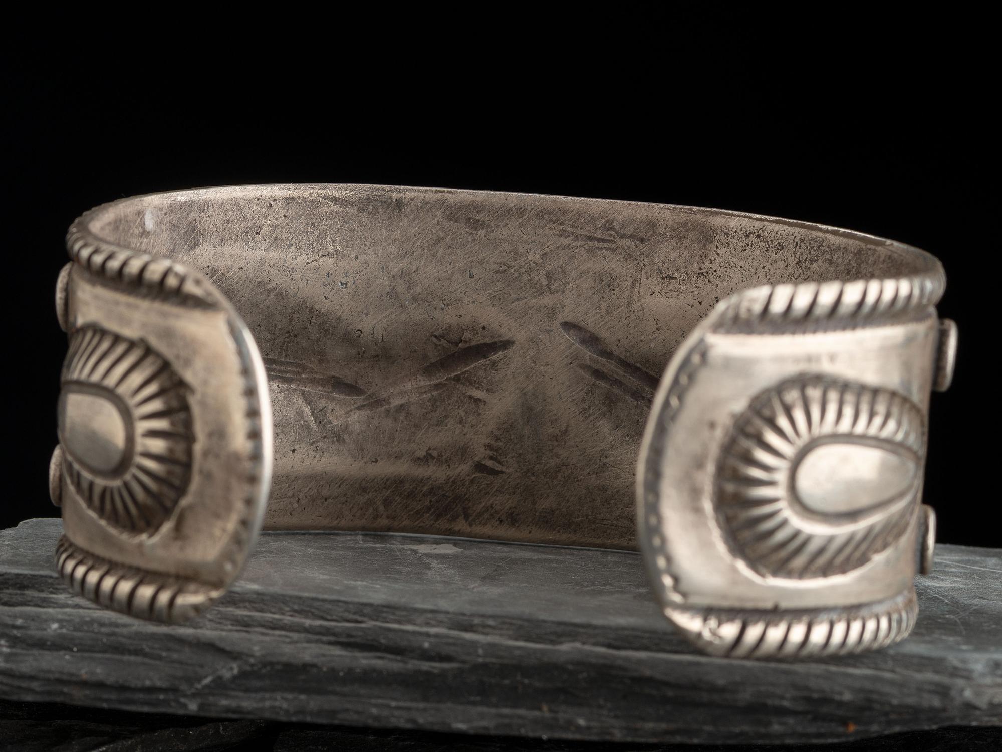 Navajo Chiseled Ingot Cuff Bracelet with Repoussé