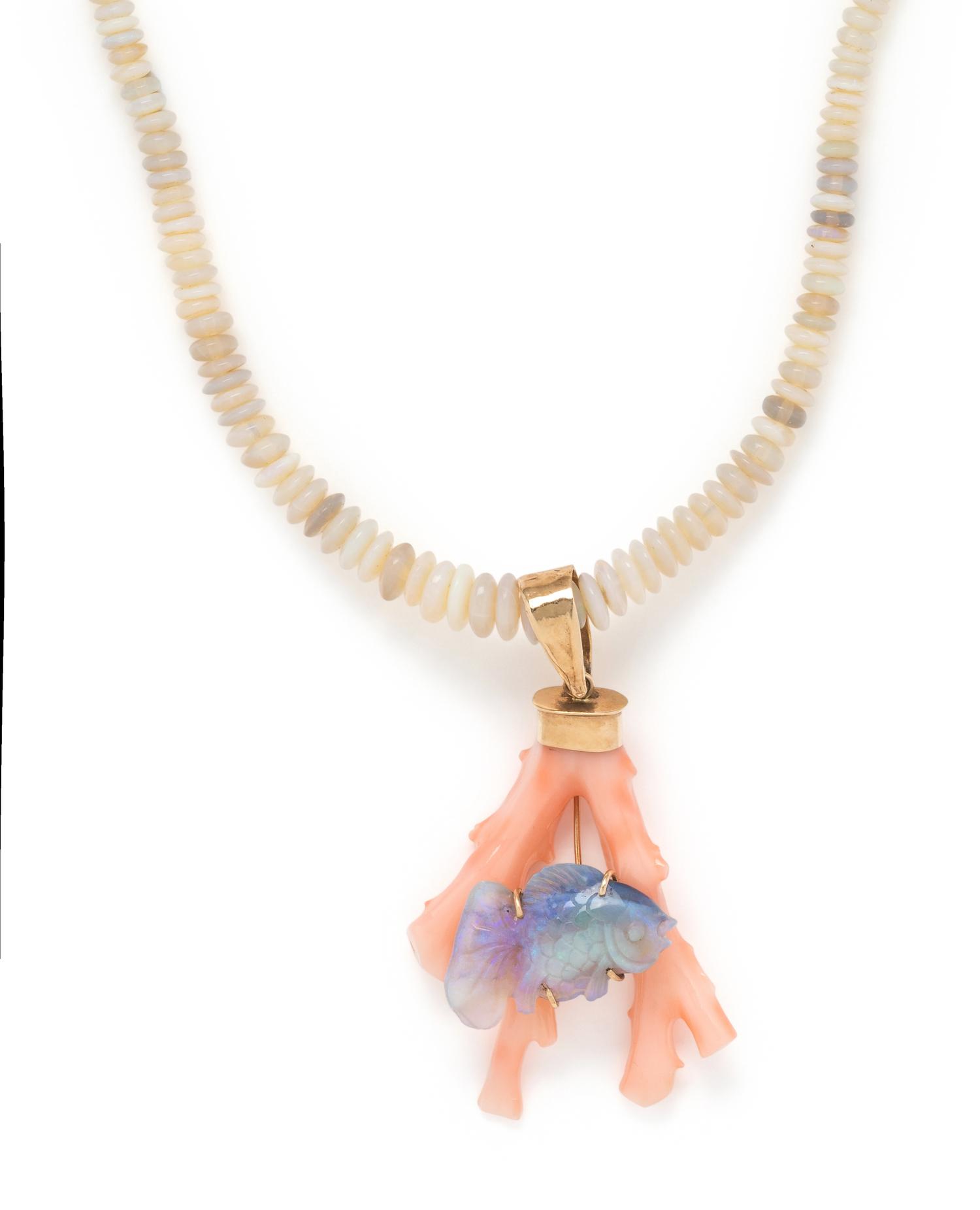 OPAL AND CORAL PENDANT/NECKLACE