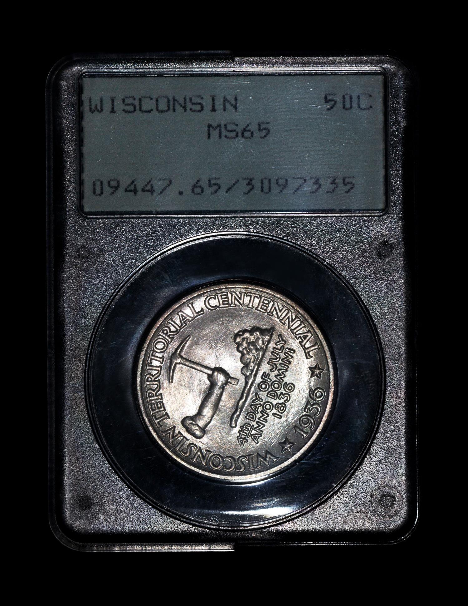 A United States 1936 Wisconsin Commemorative 50c Coin — NGC graded MS65