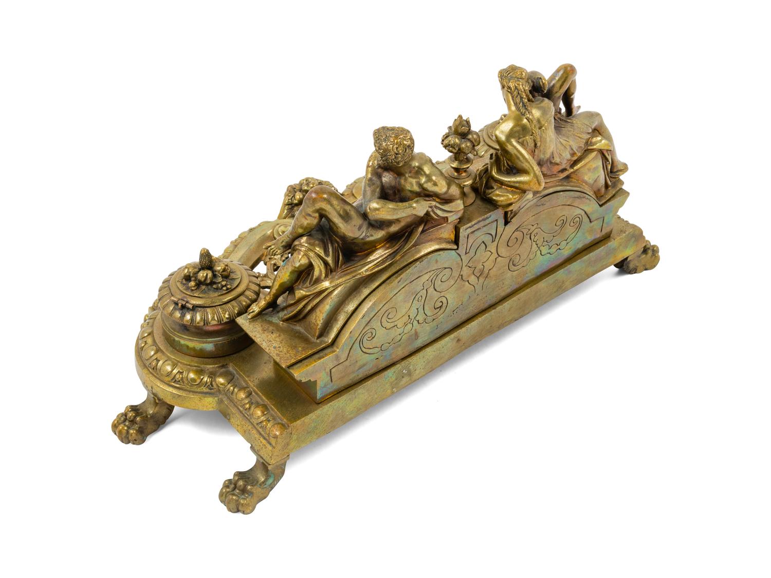 A Continental Gilt Bronze Encrier