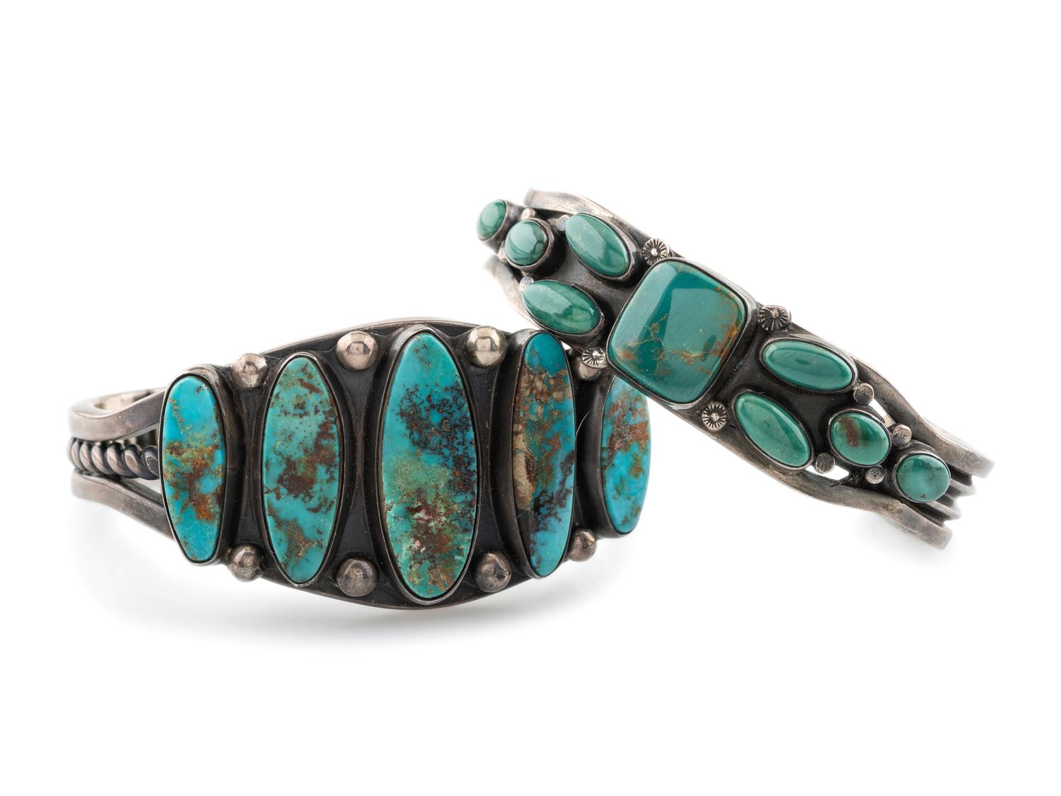 Navajo Sterling Silver and Turquoise Cuff Bracelets
