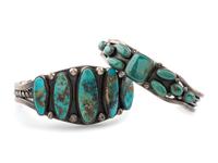 Navajo Sterling Silver and Turquoise Cuff Bracelets