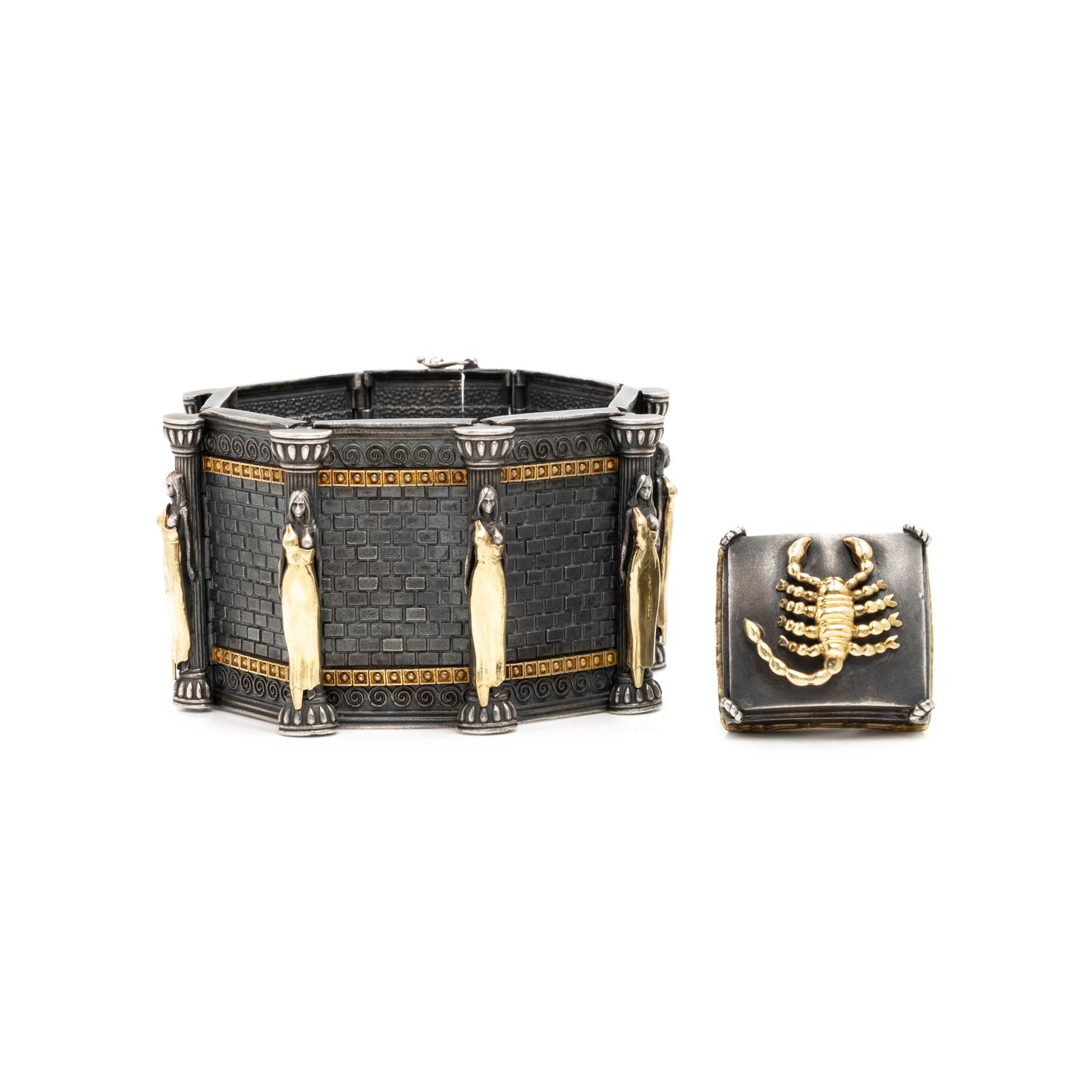 Stambolian, Sterling Silver and Yellow Gold Bracelet and Ring