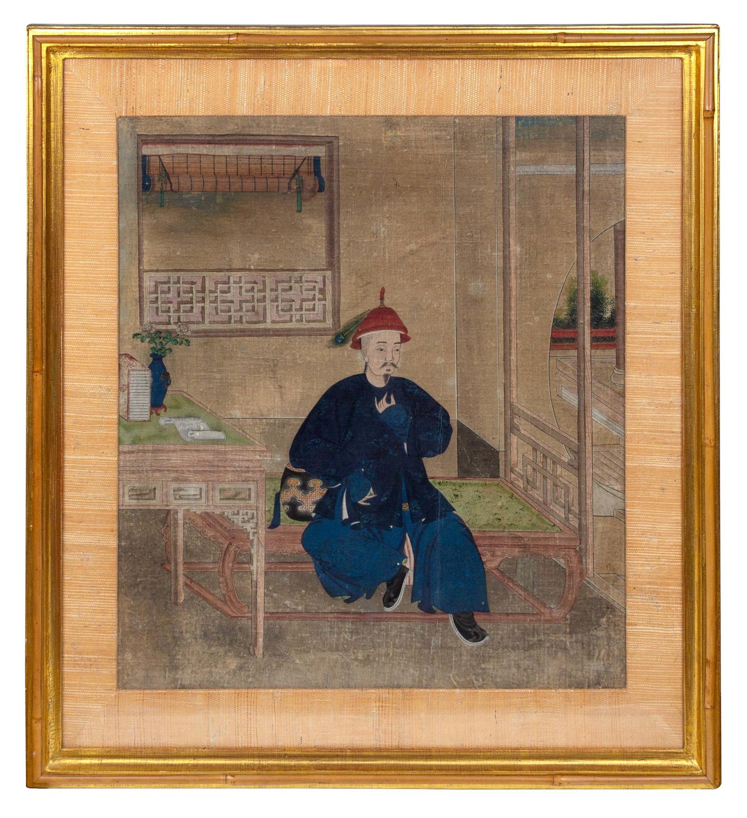 A Pair of Chinese Watercolors on Canvas
