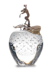 A Steuben Glass and 18 Karat Gold Apple of Eden Sculpture