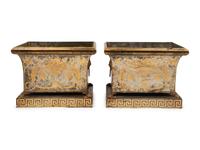 A Pair of Neoclassical Parcel Gilt Tôle Jardinières