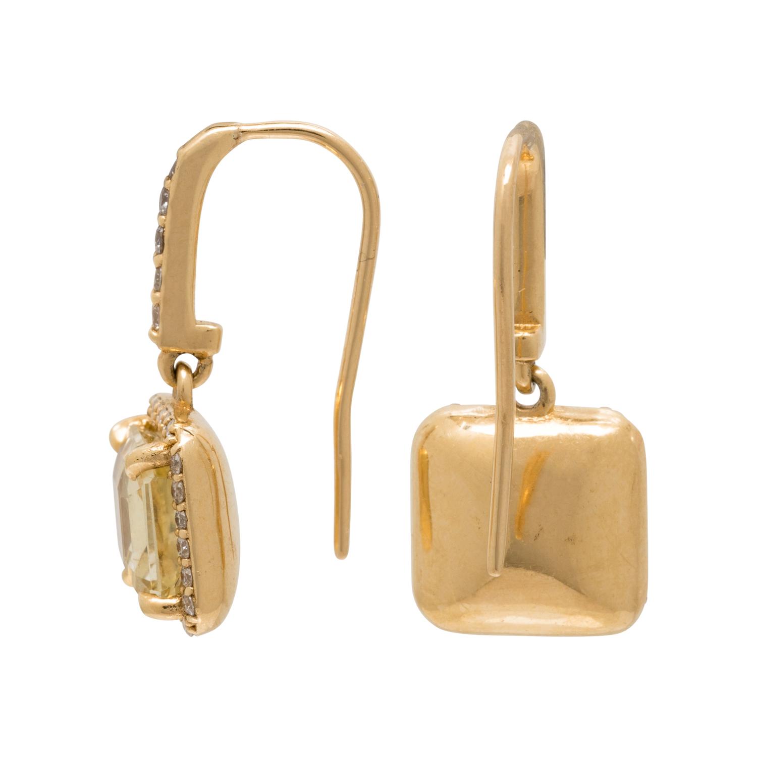 YELLOW SAPPHIRE AND DIAMOND EARRINGS