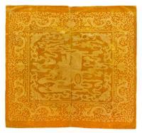 A Chinese Yellow Silk and Cut Velvet Panel 18TH CENTURY 49 1/4 x 48 inches. — 18TH CENTURY