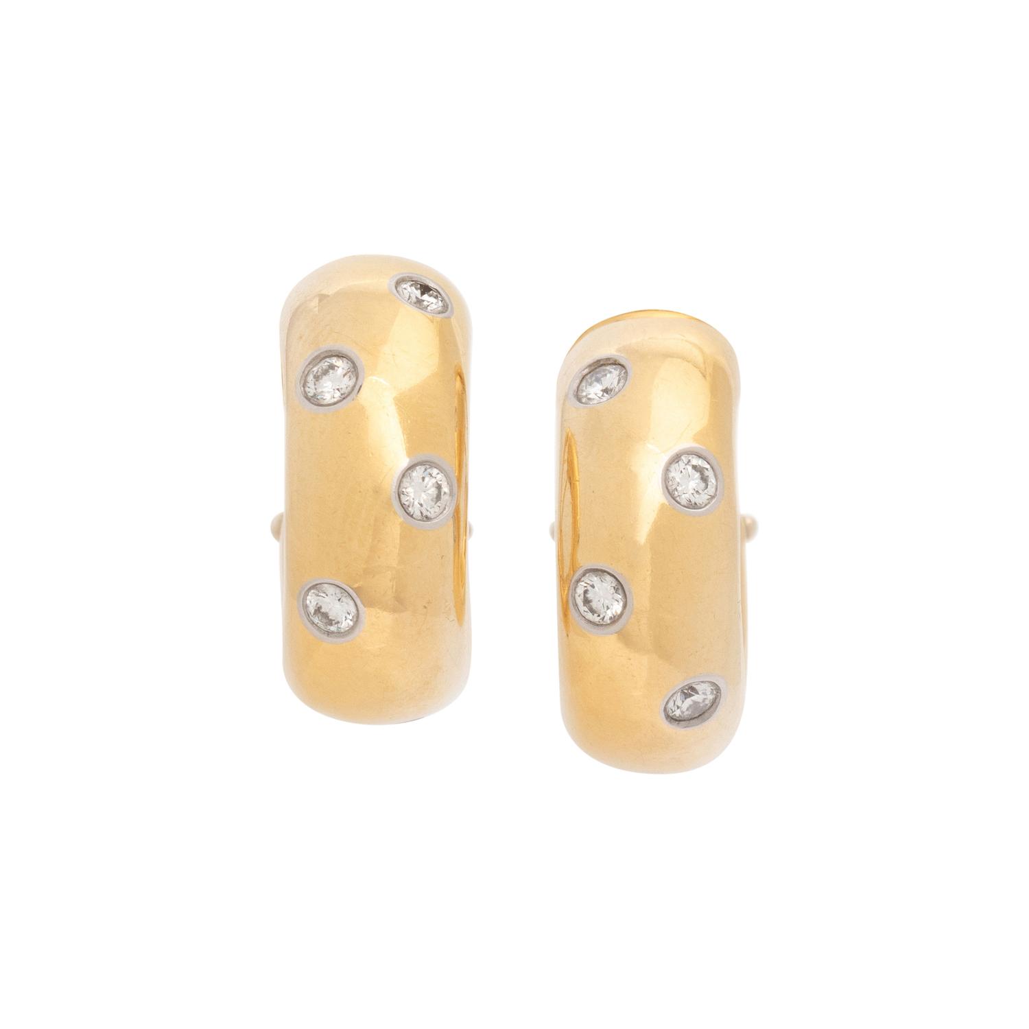 TIFFANY & CO., YELLOW GOLD AND DIAMOND 'ETOILE' HOOP EARRINGS