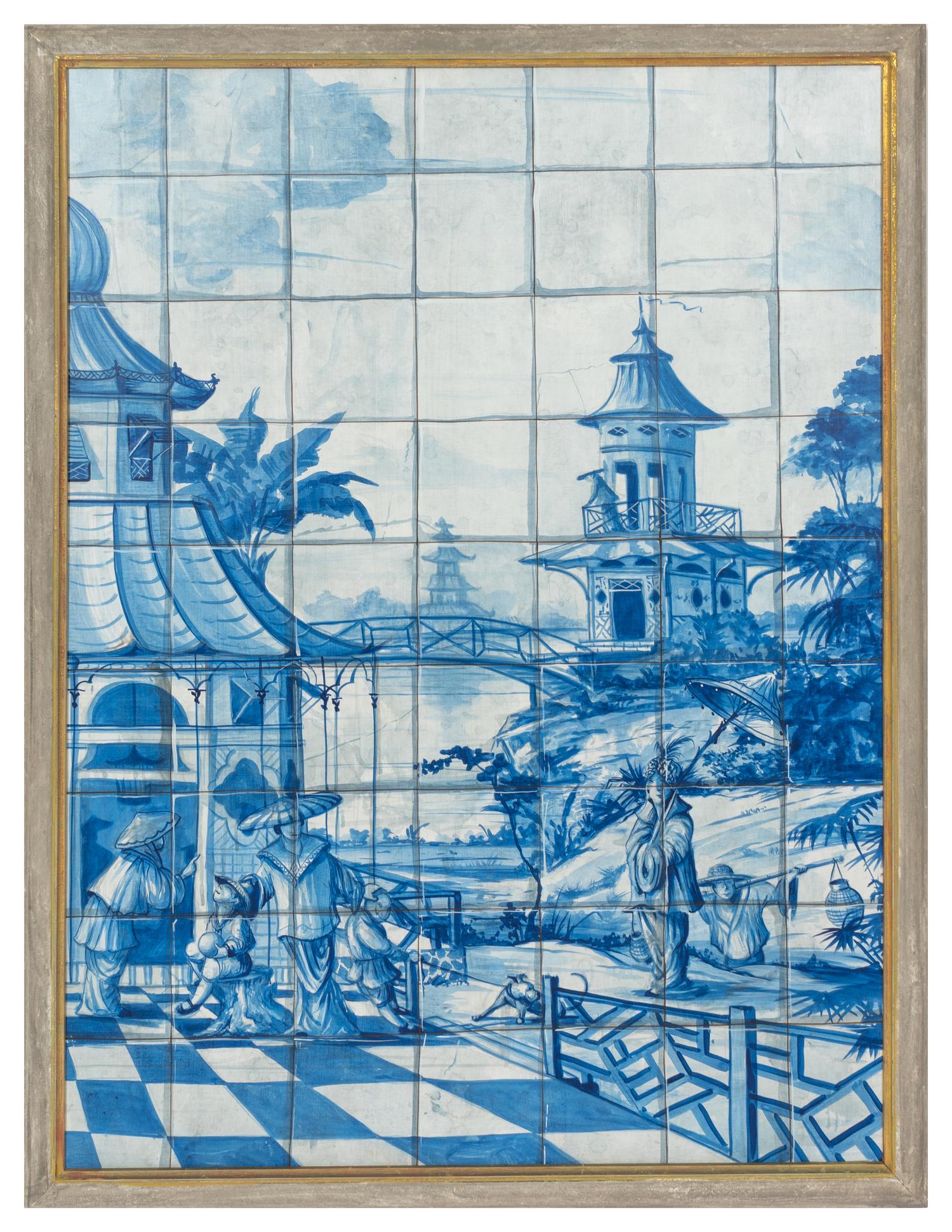A Pair of Large Tromp L'Oeil Chinoiserie Murals