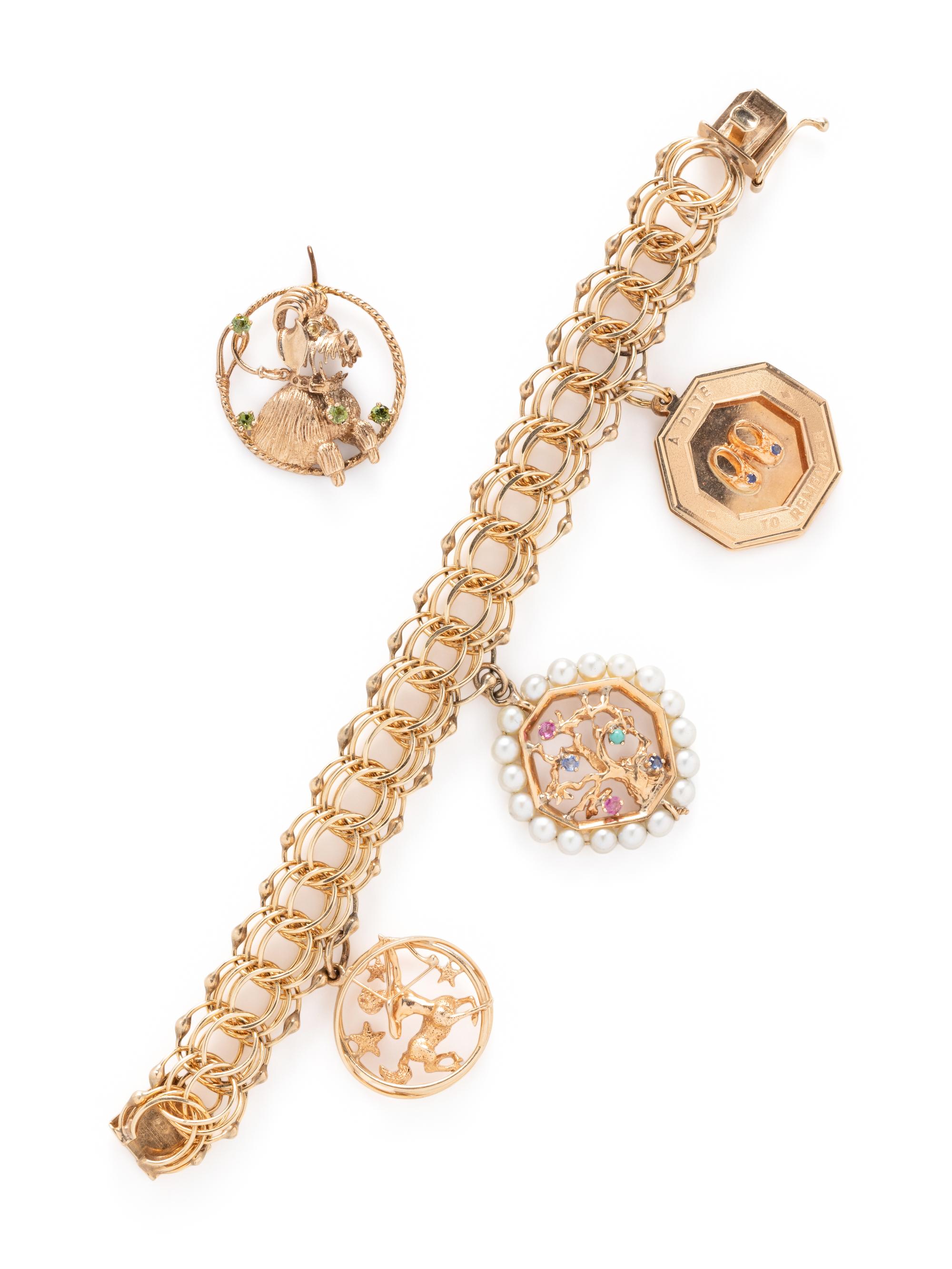 YELLOW GOLD CHARM BRACELET