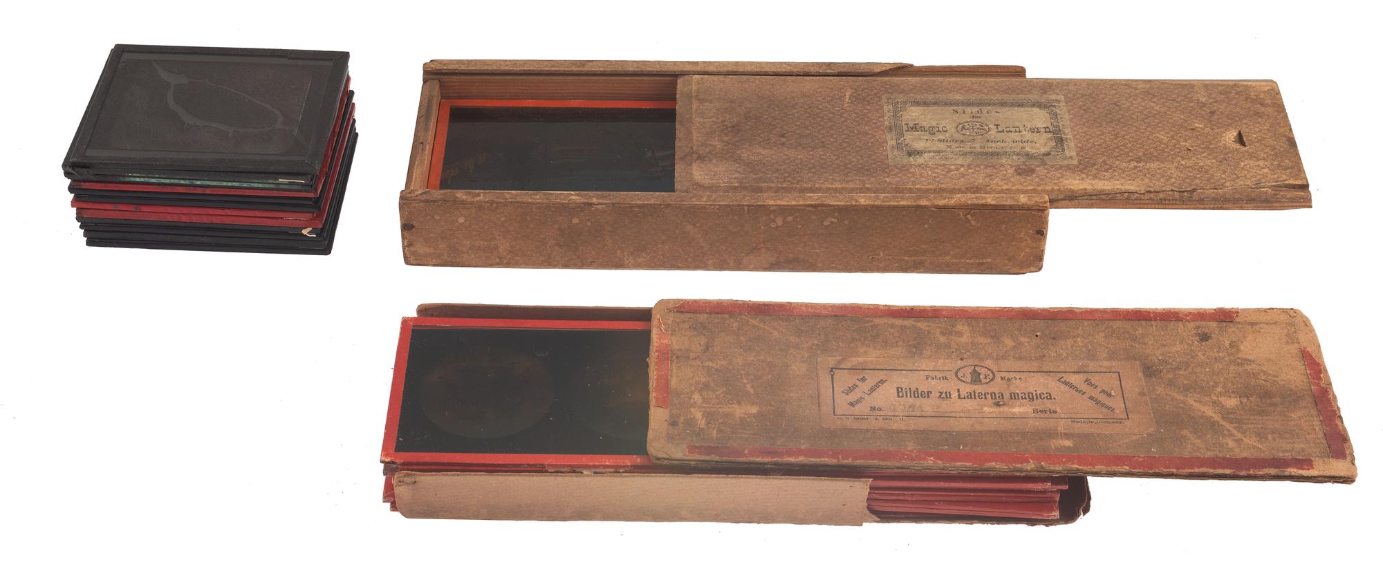 [MAGIC LANTERN SLIDES]. A group of 37 miscellaneous glass viewing slides including chromatrope mechanical examples.