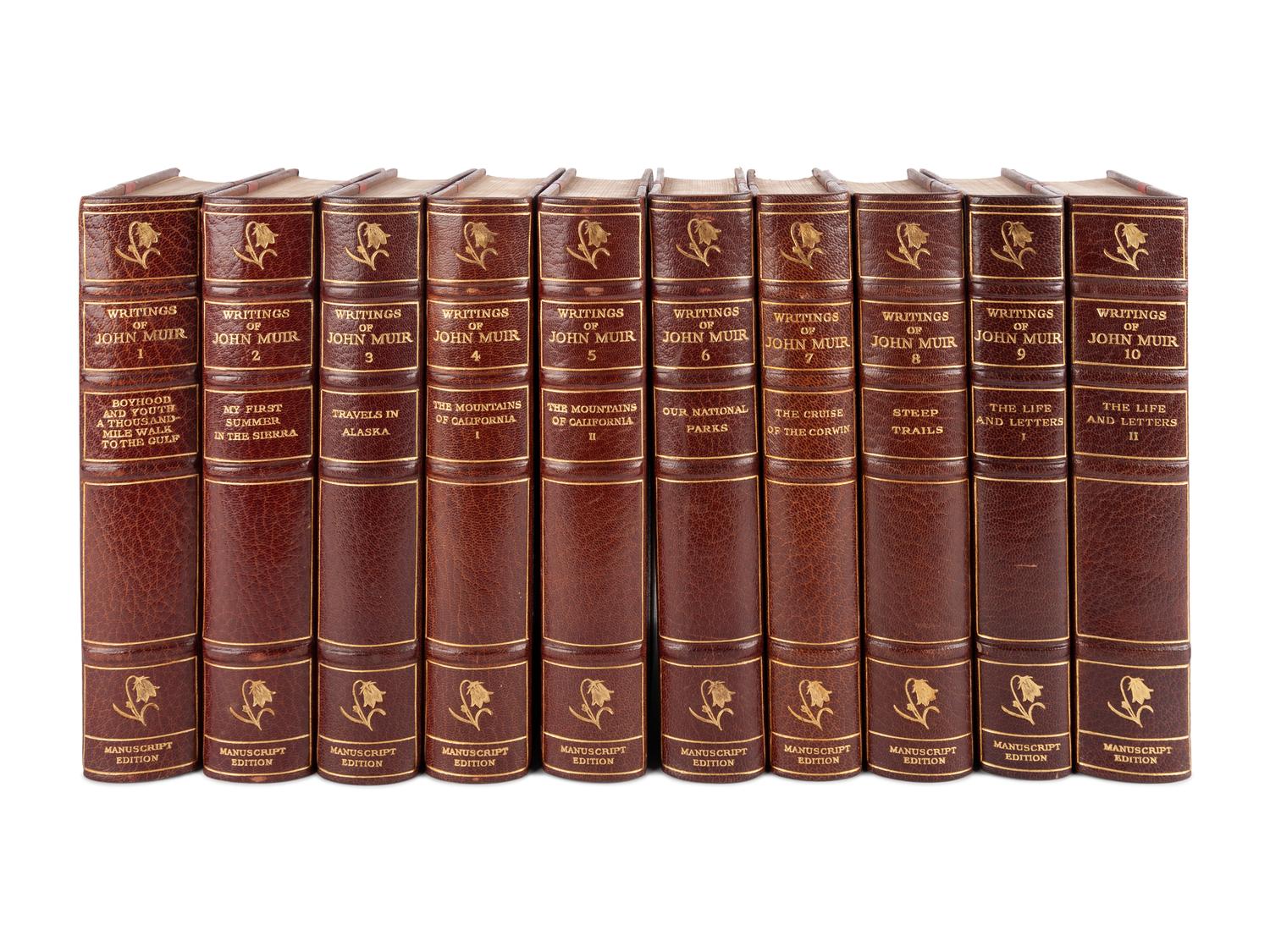 [BINDINGS]. MUIR, John (1838-1914). The Writings of John Muir . Boston and New York: Houghton Mifflin Company, 1916-1924.