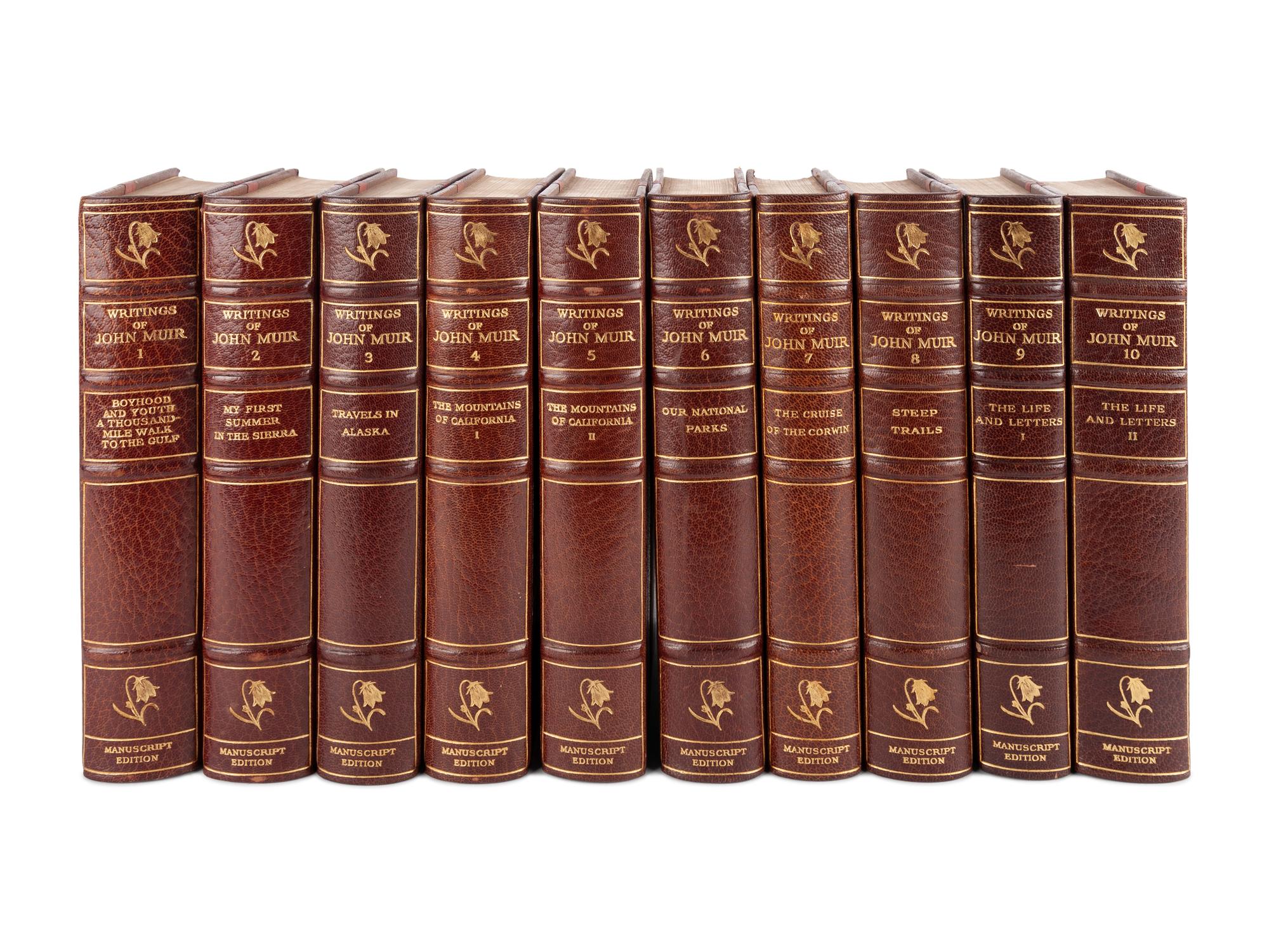 [BINDINGS]. MUIR, John (1838-1914). The Writings of John Muir . Boston and New York: Houghton Mifflin Company, 1916-1924.