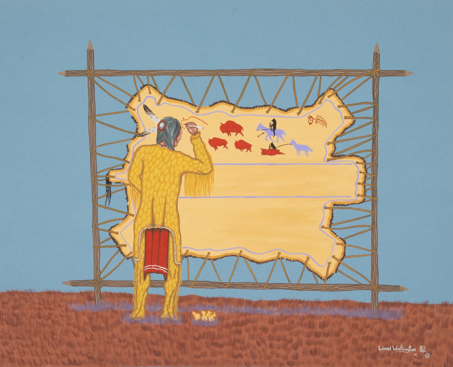 Five Works: Elk Hunt, Boy's Vision, Indian Artist , Buffalo Brawl and Cry of the Wolf