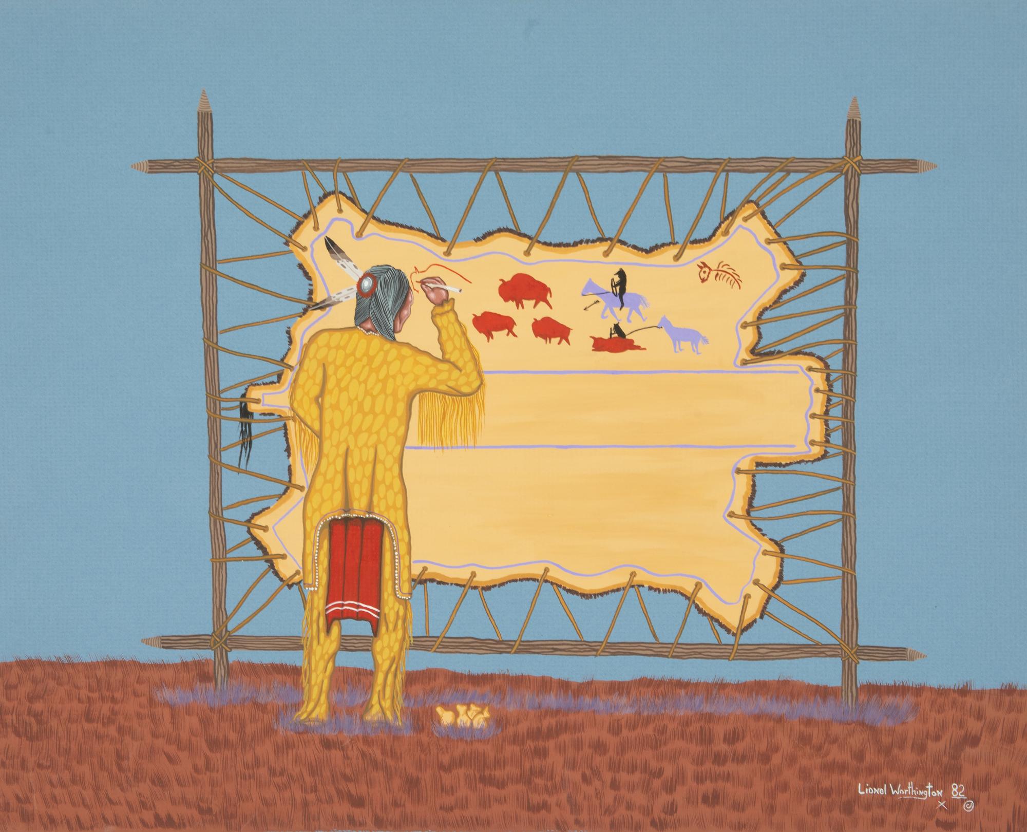 Five Works: Elk Hunt, Boy's Vision, Indian Artist , Buffalo Brawl and Cry of the Wolf
