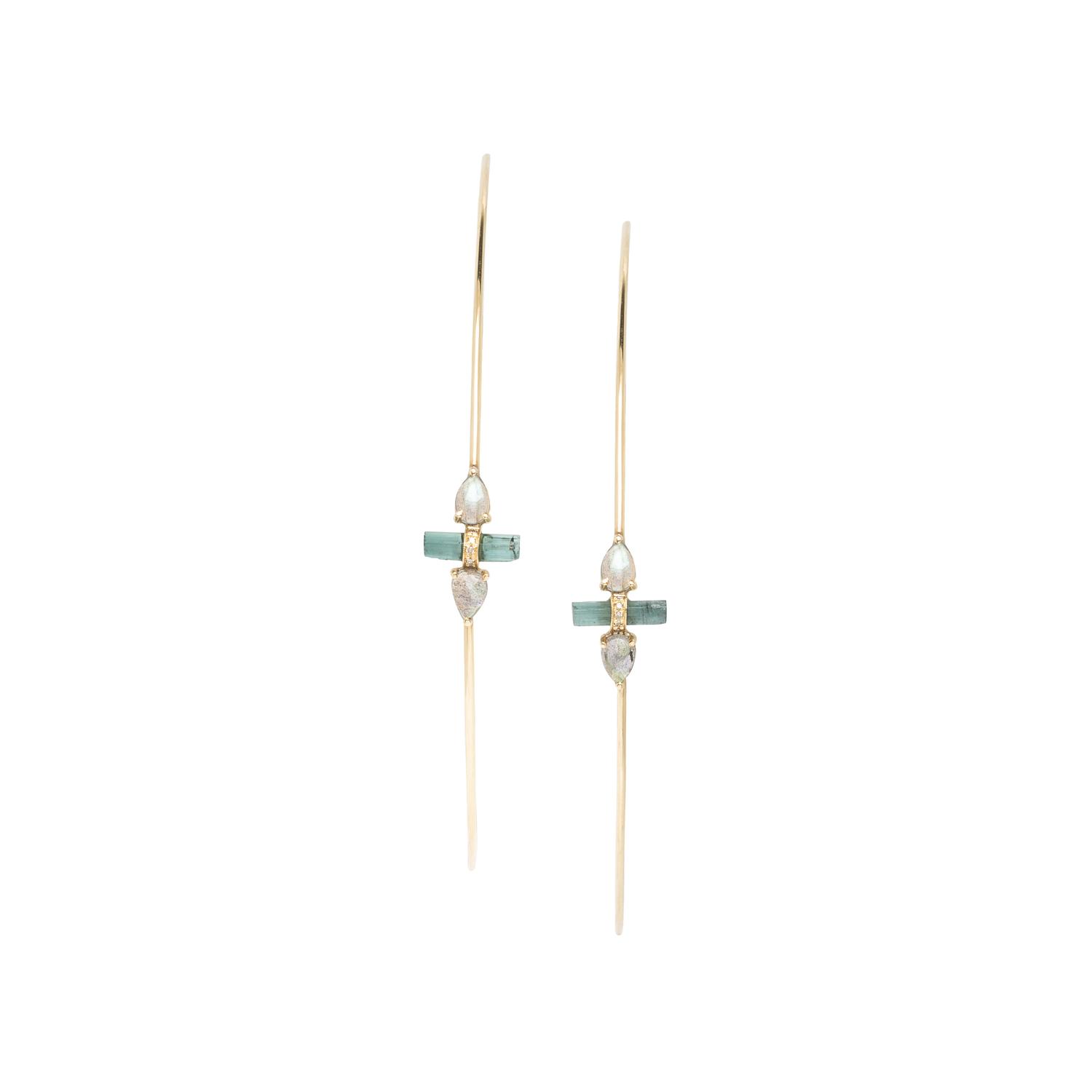 YELLOW GOLD AND MULTIGEM HOOP EARRINGS