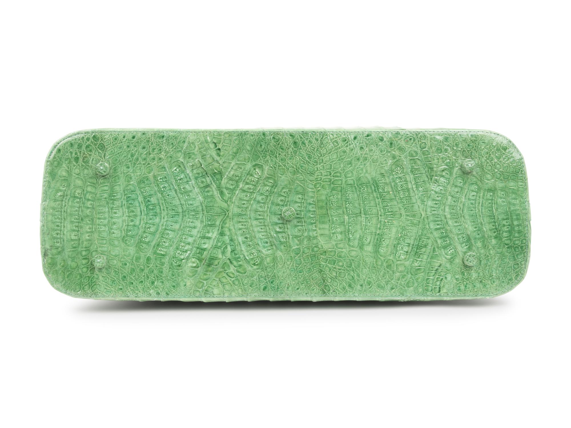 Nancy Gonzalez Green Crocodile Zip Top Bag, 2000-10s